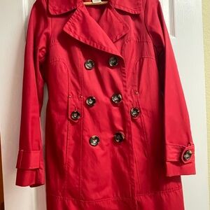 Jones New York Vibrant Red Trench Coat size 8
